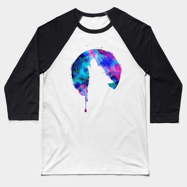 Howling Wolf Moon Space Galaxy Drips Hipster Trend Gift Baseball T-Shirt by CheesyB